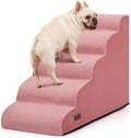 5-Step Pink Dog Stairs for High Bed, Pet Ramp for Small Dogs by AODISMAN