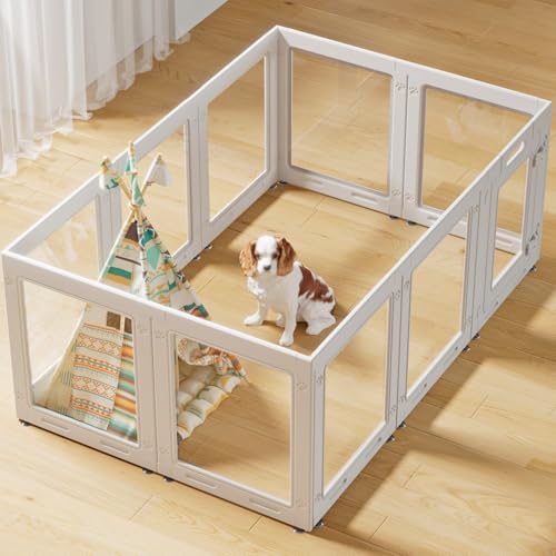 Clear Acrylic Dog Playpen with Door, 23.6" Puppy Playpen, Easy Assemble Pet by Homelio