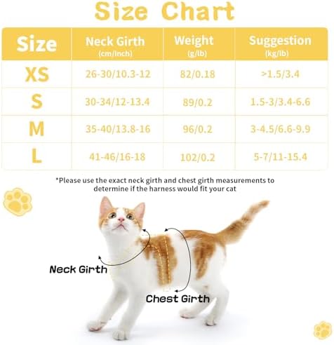Cat Harness and Leash Set, Escape Proof Soft Vest Walk Yellow Small - Image 2