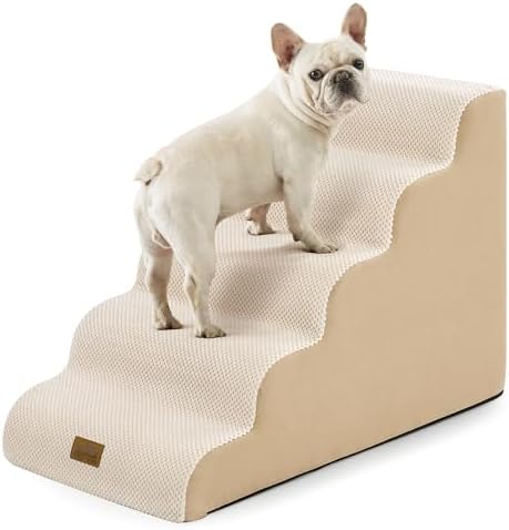 COZY KISS Wide Dog Stair for Small Dog 22.6" H, 5 Step Pet Ramp for Bed by COZYKISS