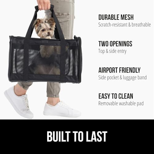 GORILLA GRIP Cat Carrier Travel Bag Up to 15 Lbs, Soft Collapsible Small Dog - Image 2