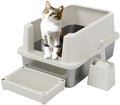 RIZZARI Stainless Litter Box Semi-Closed: Odorless, Easy Clean by RIZZARI