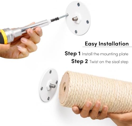 xympo Wall-Mounted Cat Climbing Steps, Floating Sisal Scratching Posts - Image 5