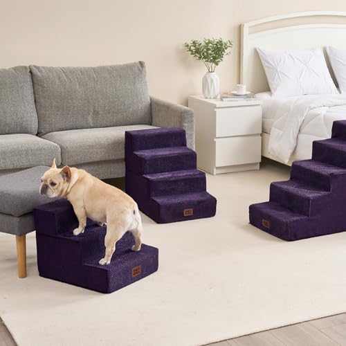 EHEYCIGA Dog Stairs for Small Dogs 13.5" H, 3-Step Dog Steps - Image 4