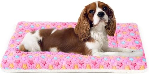 Mora Pets Dog Crate Pad Bed Ultra Soft Pet Mat Star Print Pink 23 x 18 Inch by MoraPets