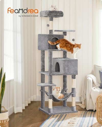 Feandrea Cat Tree, 73.2-Inch Cat Tower, Light Gray - Image 2
