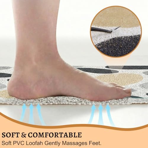 BLESWIN Loofah Bath Mat for Inside Shower, Large Bathtub Mat Non Slip for - Image 4