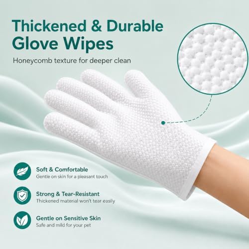 6PCS Dog Cat Grooming Wipes Glove, Waterless Pet Cleaning - Image 5