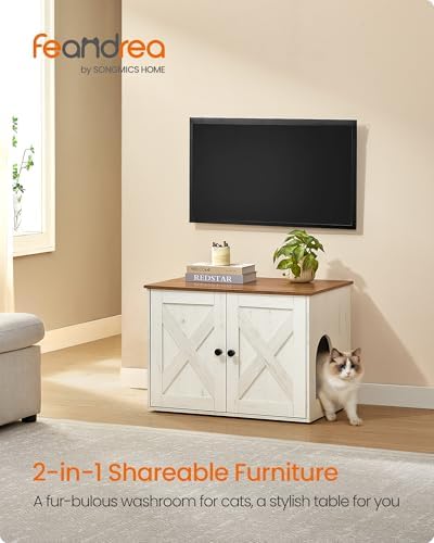 Feandrea Cat Litter Box Enclosure, End Table, 27.6 x 19.7 x 19.7 Inches - Image 2