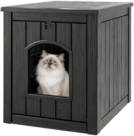 Litter Box Enclosure, Waterproof & Weatherproof Plastic Cat House by WTFGO