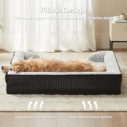 LEXTRO Orthopedic Dog Beds for Large Dogs, Comfy Washable Dog Couch Bed - Image 3
