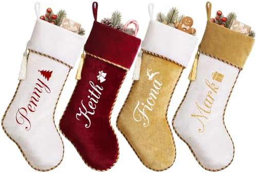 Personalized Christmas Stockings with Names 6 Pack, Velvet by Ugiftcorner