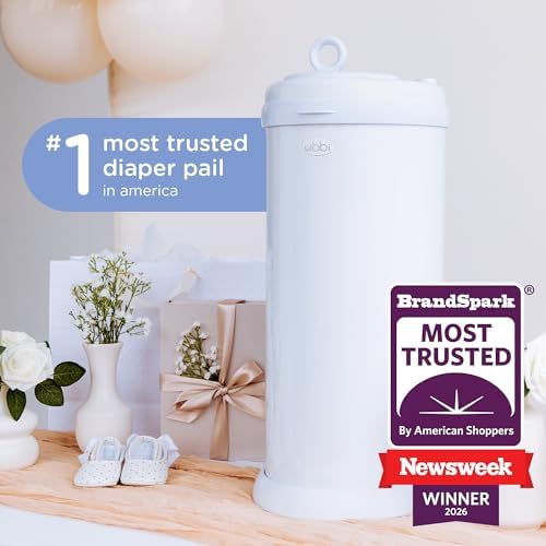 Ubbi Stainless Steel Diaper Pail, No Special Bag, Odor-Locking, Matte Ivory - Image 3
