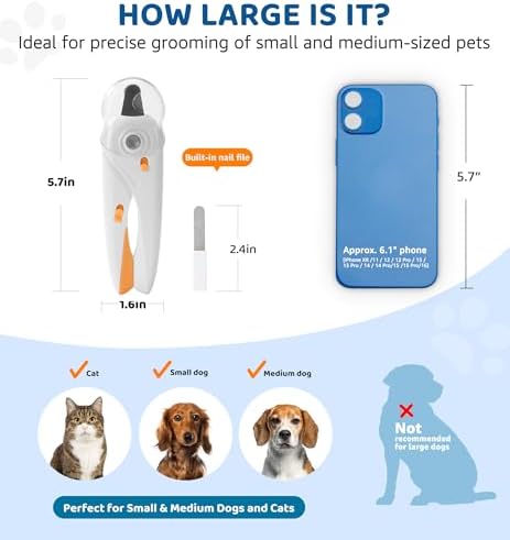 Pet Nail Clipper with Light for Cats & Small Dogs Puppies, Ultra Bright LED to - Image 6