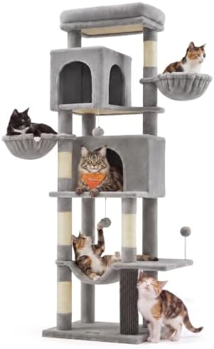 Feandrea Cat Tree, 69-in Large Cat Tower, Dove Gray by FeandreabySONGMICSHOME