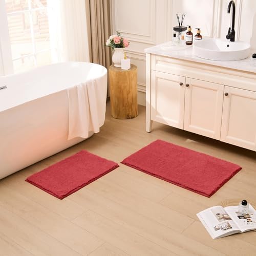 CozeCube Christmas Red 36"x24" Shaggy Non Slip Soft Washable Bath Mat - Image 4