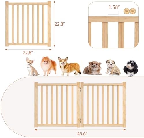 YOCAN Non-Painted Wood Freestanding Pet Gate - Image 6