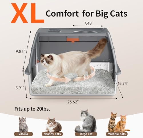 XL Enclosed Stainless Steel Litter Box - Image 4