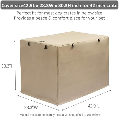 X-ZONE PET Dog Crate Cover Waterproof Kennel Cover, 42 in Beige - Image 3