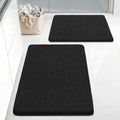 Bcoimo Bath Rug Mat Set, 2 Piece High Absorbent Chenille Bathroom Mat Black by Bcoimo