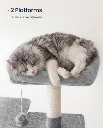 SONGMICS HOME Cat Tree for Indoor Cats, Hammock and Condo, Light Gray - Image 4
