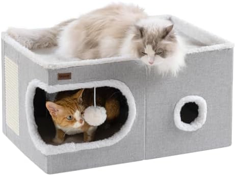 Garnpet Cat Bed for Indoor Cats Cube House, Covered Cat Cave Beds & Furniture by Garnpet