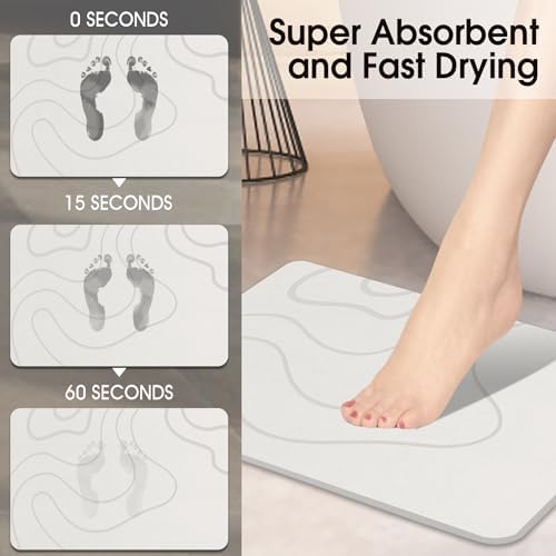 Stone Bath Mat for Bathroom, Diatomaceous Earth Shower Mat Quick Dry - Image 2
