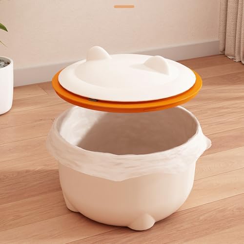 Cat Litter Trash Can White Compact Fully Enclosed Waste Container - Image 7