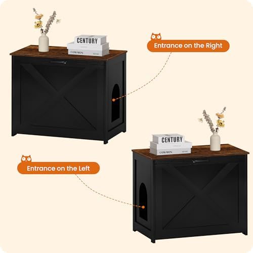 Dwanton Cat Litter Box Enclosure, Hidden Litter Box Furniture, 27.6 Inches - Image 5
