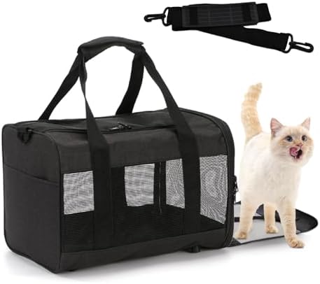 Travel Carrier for Cats, Cat Soft-Sided Carriers Ventilated Breathable Foldable by MUYG
