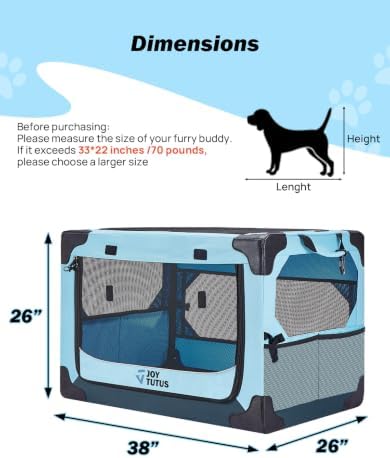 JOYTUTUS Collapsible Dog Crate, 38 Inch Portable Pet Crate - Image 2