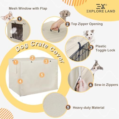 Explore Land Dog Crate Cover, 48 inches, Light Tan - Image 4