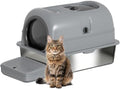 Low Entry High Sided Large Enclosed Cat Litter Box, Stainless Steel Litter Pan by Unknown