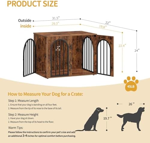 Hzuaneri 31.5'' Dog Crate Furniture, Dog Kennel Indoor - Image 2