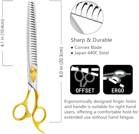 HASHIMOTO Chunkers Dog Grooming Scissors, 26 Teeth, 8.0 inch - Image 2