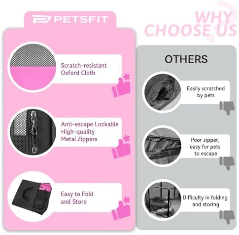 PETSFIT Portable Dog Playpen 29", Removable Waterproof Mat, Zippered Roof - Image 3