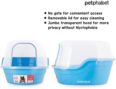 Petphabet Jumbo Hooded Cat Litter Box, Extra Large, Light Blue - Image 5