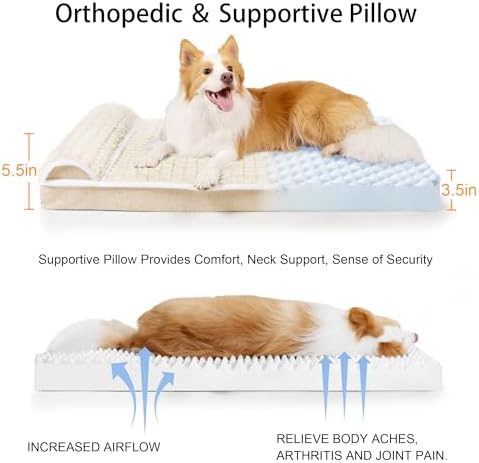Orthopedic Large Dog Bed Pillow Pet Sofa Bed 42''X28'' Ivory - Image 6