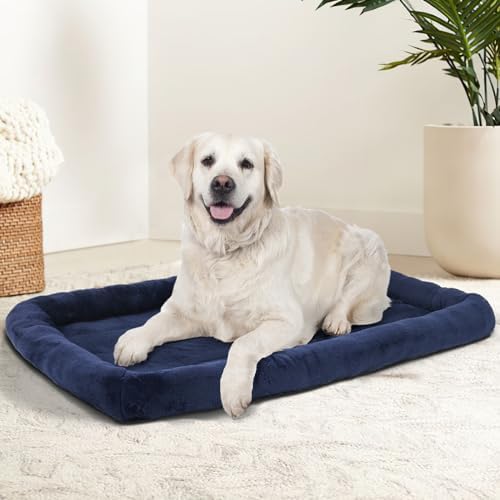 Patas Lague Small Dog Bed Bolster Pet Crate Mat 16''x12'' Navy Blue - Image 2