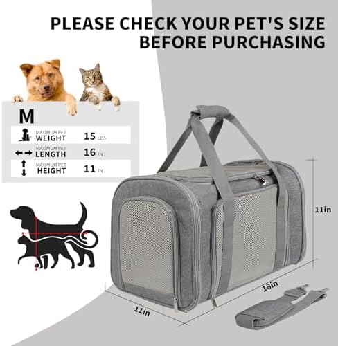 Cat Carrier, Soft-Sided Airline Approved Pet Carrier Case - Image 4