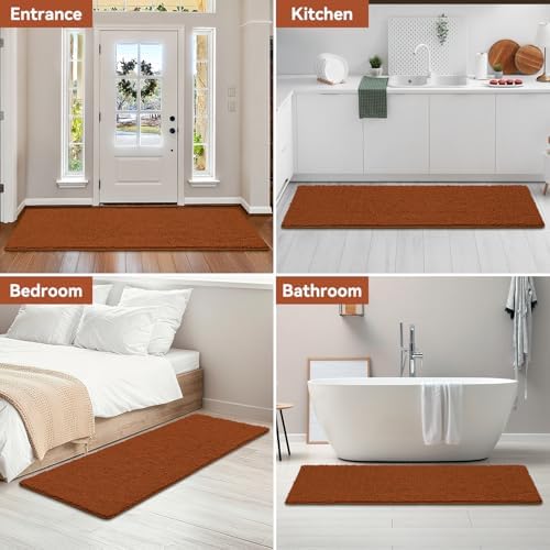 Bcoimo Bath Rug Mat, 70x24 Extra Soft Burnt Orange Long Bathroom Runner Rug - Image 6