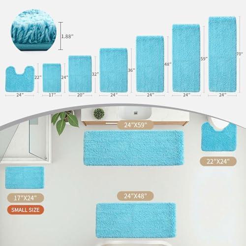 Disolla Teal Bathroom Runner Rug 24x59, Soft Plush Large Bath Mat - Image 2