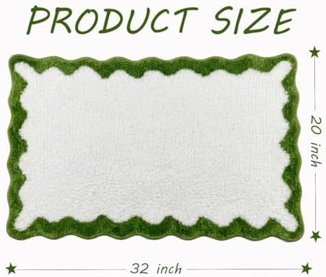Cute Green Scalloped Bathroom Mat, Fun Plush Luxury Microfiber Bath Rug - Image 3