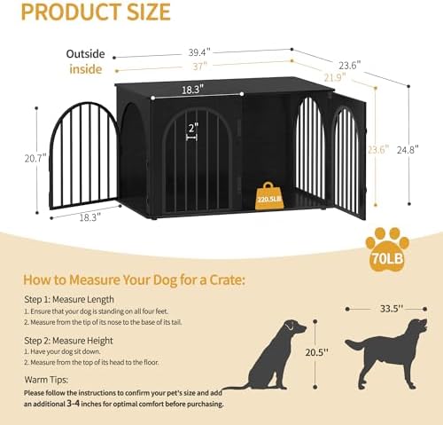 Hzuaneri 39.4'' Dog Crate Furniture, Dog Kennel Indoor - Image 2
