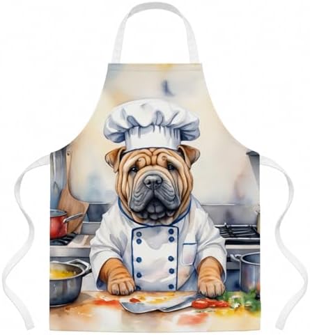 Caroline's Treasures Shar Pei The Chef Apron Cooking Kitchen Server Baking by CarolinesTreasures