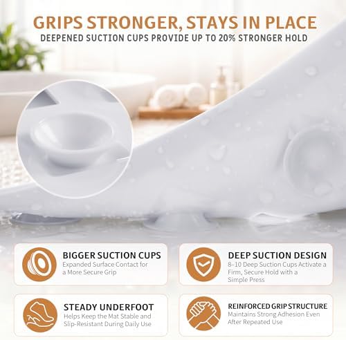 Yimobra Shower Mat, Bathtub Mat Non Slip, Big Drain Holes - Image 3