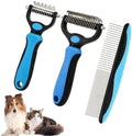 3 Pcs Dematting Comb for Dogs and Cats, Undercoat Rake Pet Brush and Metal Comb by Unknown