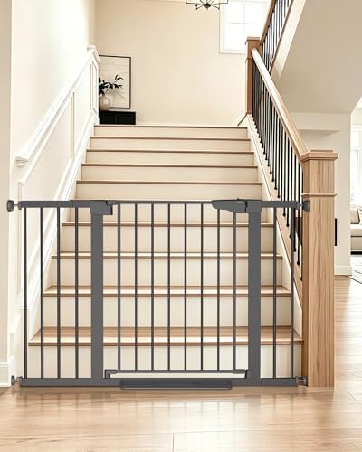 Cumbor 30-48 in Baby Gate for Stairs, Auto Close Dog Gate Indoor Cool Gray by Cumbor