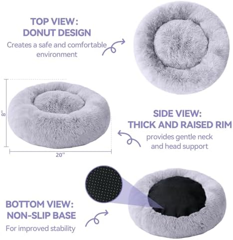 Cat Beds for Indoor Cats, Washable 20" Donut Pet Bed for Small Dogs - Image 3