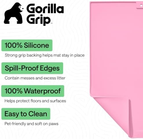 GORILLA GRIP Cat Litter Box Mat, Easy Clean Silicone Mats, 30x24 Pink - Image 2